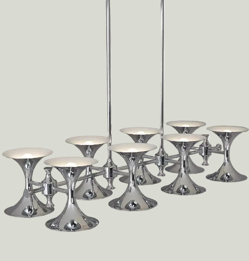 Bauhaus Horn Chandelier – Vintage Mid-Century Double-Sided Lighting Pendant