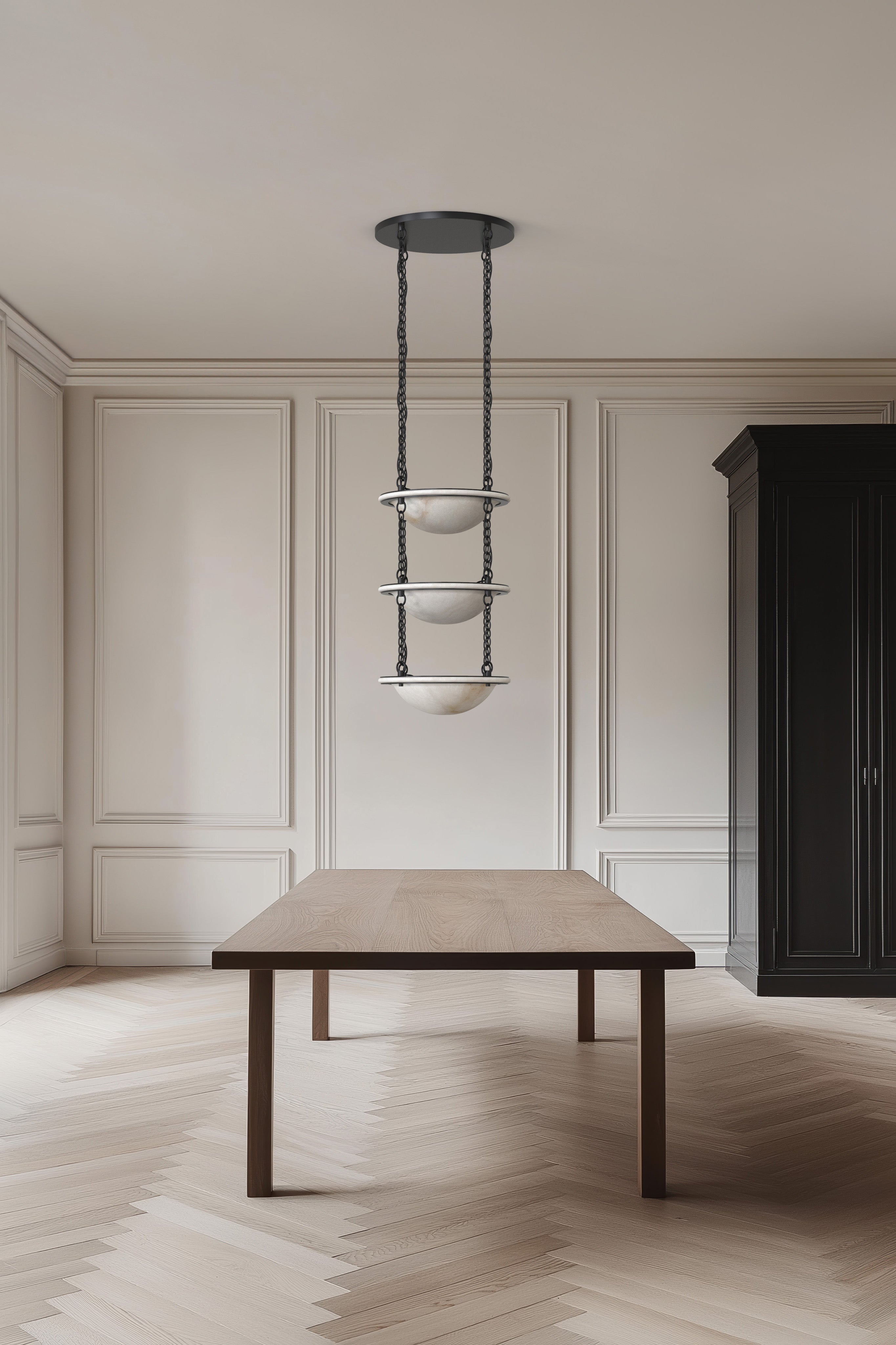 Vara Alabaster Chandelier 3 Small BLK