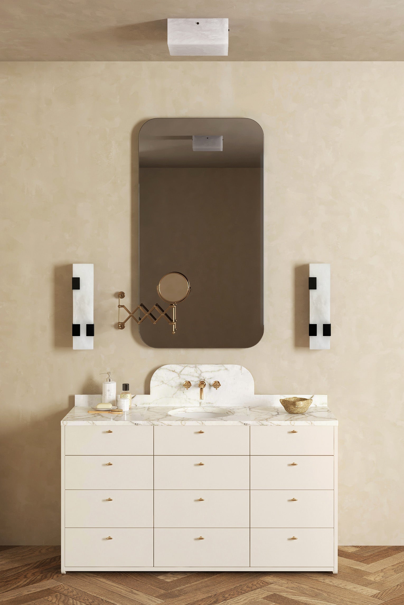 Ponti Alabaster Sconce 3C BLK