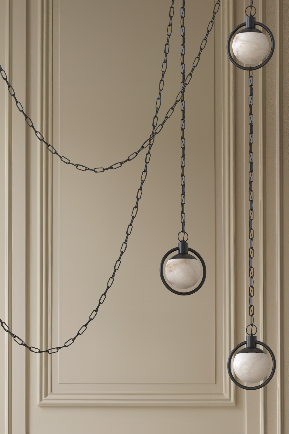 Trento Alabaster Chandelier 6 BLK